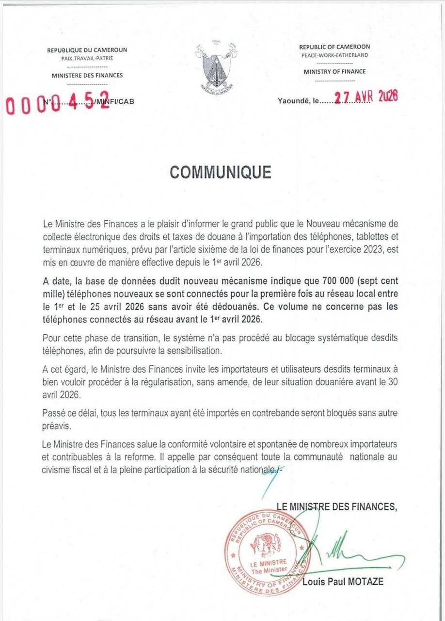 ALERTE | RÉGULARISATION DES TERMINAUX MOBILES